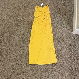 Yellow Anthropologie Dress with twist cut-out in the front